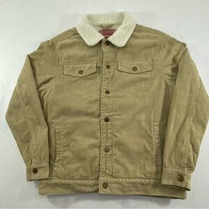 Brooklyn Cloth Men's Medium Sherpa Lined Corduroy Jacket Tan & White